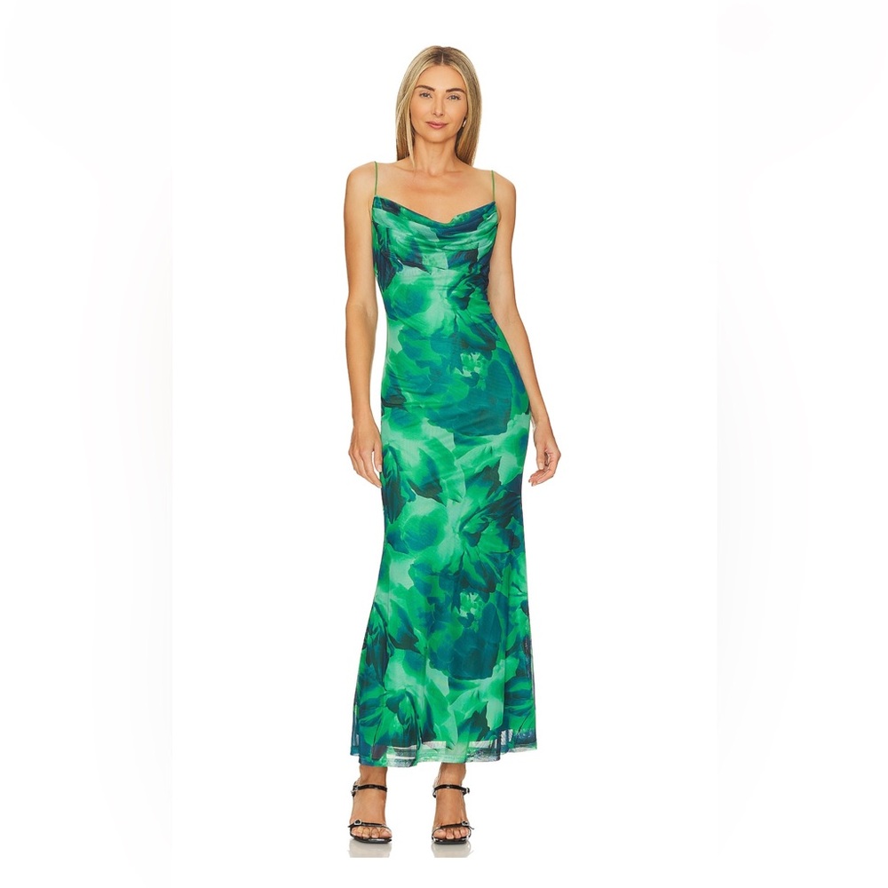 Elegant Green Floral Dress